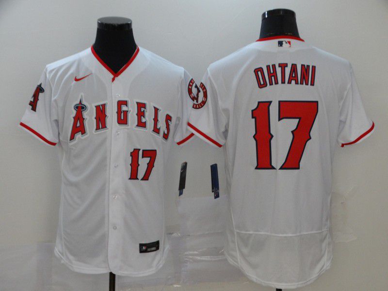 Men Los Angeles Angels #17 Ohtani White Nike Elite MLB Jerseys->los angeles angels->MLB Jersey